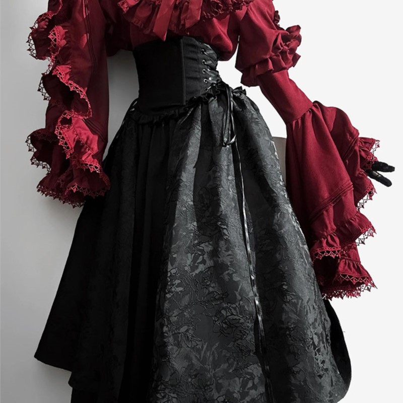 Women'S Red Formal Wear - فستان الهالوين باللونين الأسود والأحمر على