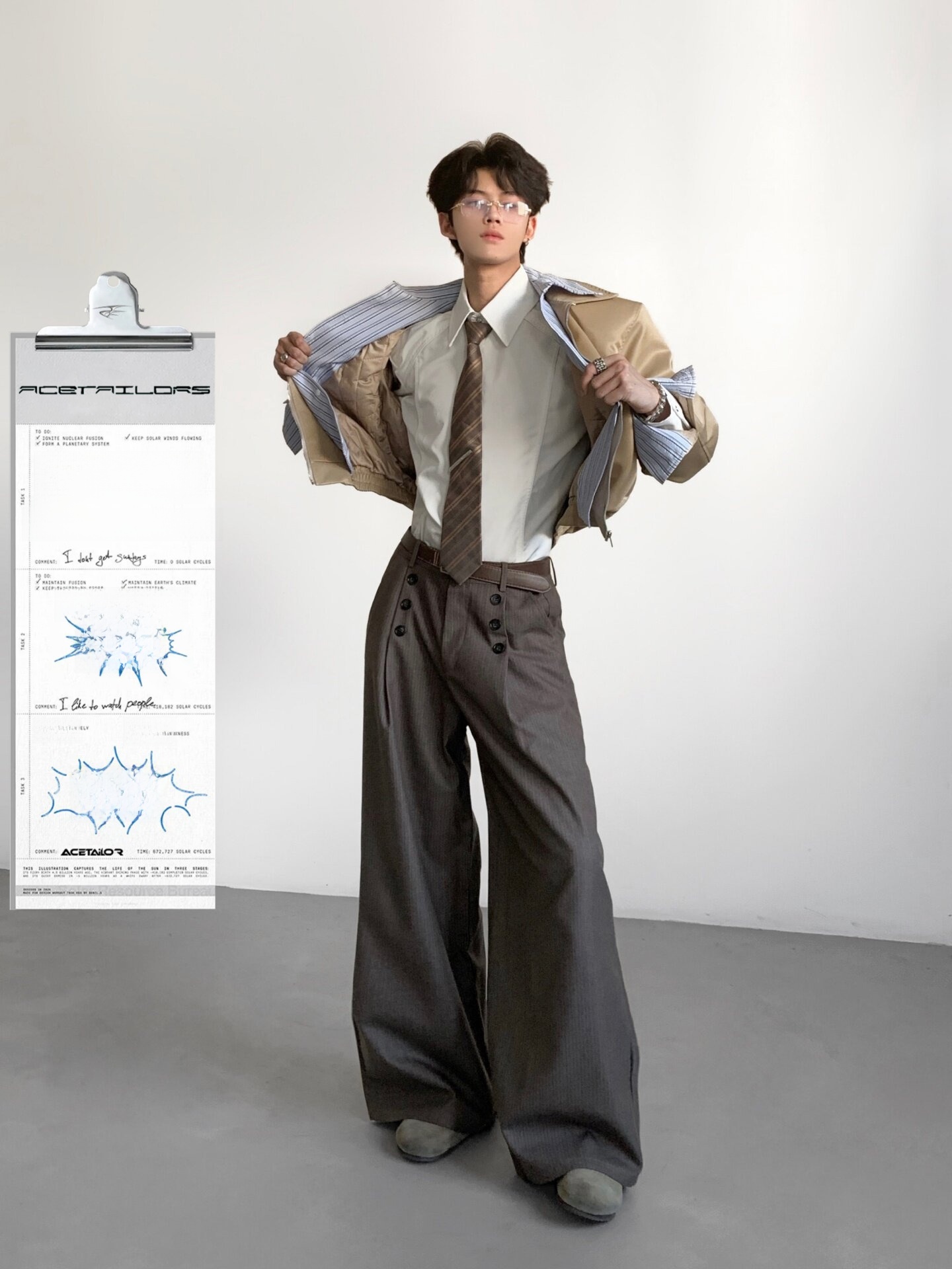 Tailored Trouser Wide - بنطلون رجالي كاجوال مخطط من Ace