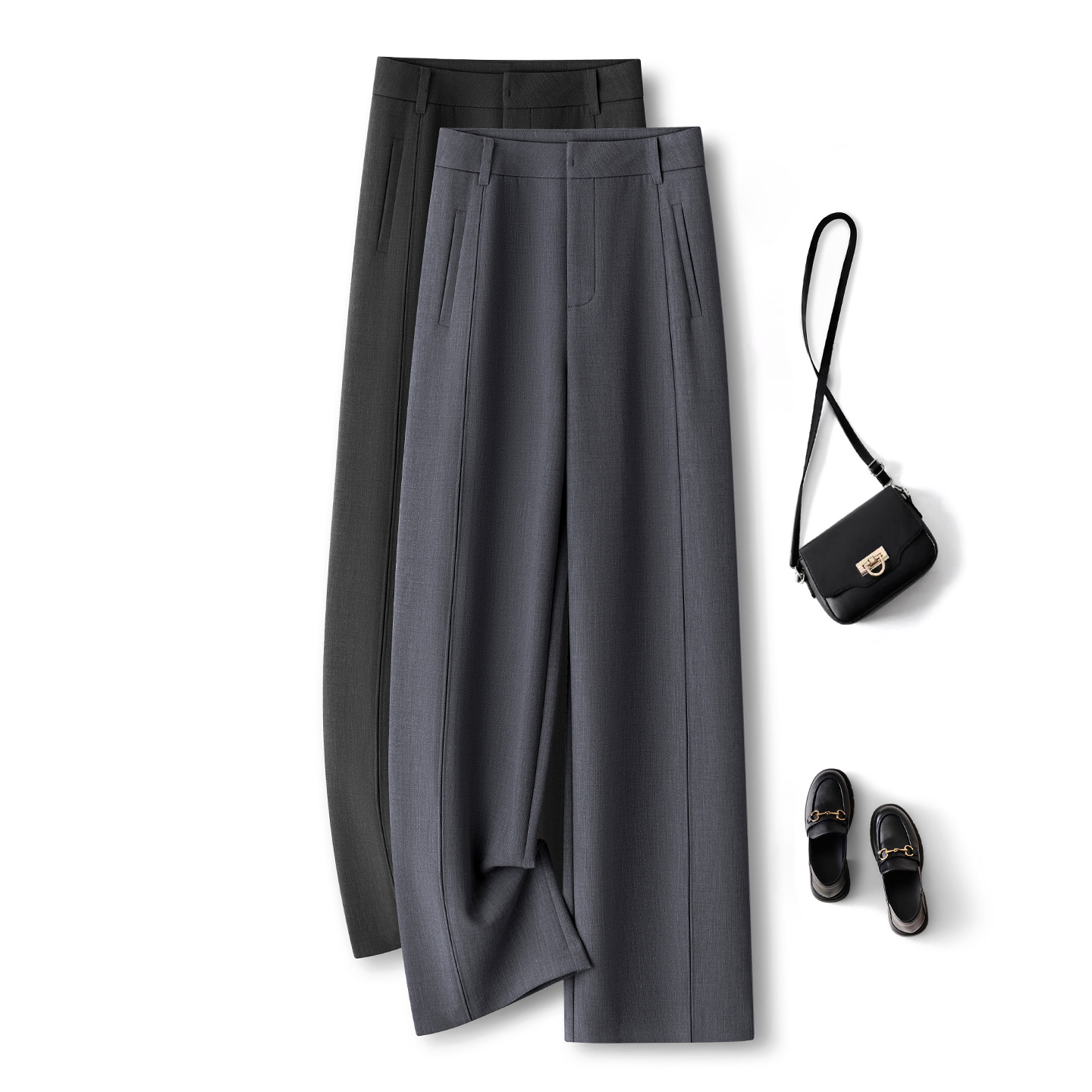 Tailored Trouser Wide - بنطلون نسائي واسع الساق بخصر عالٍ