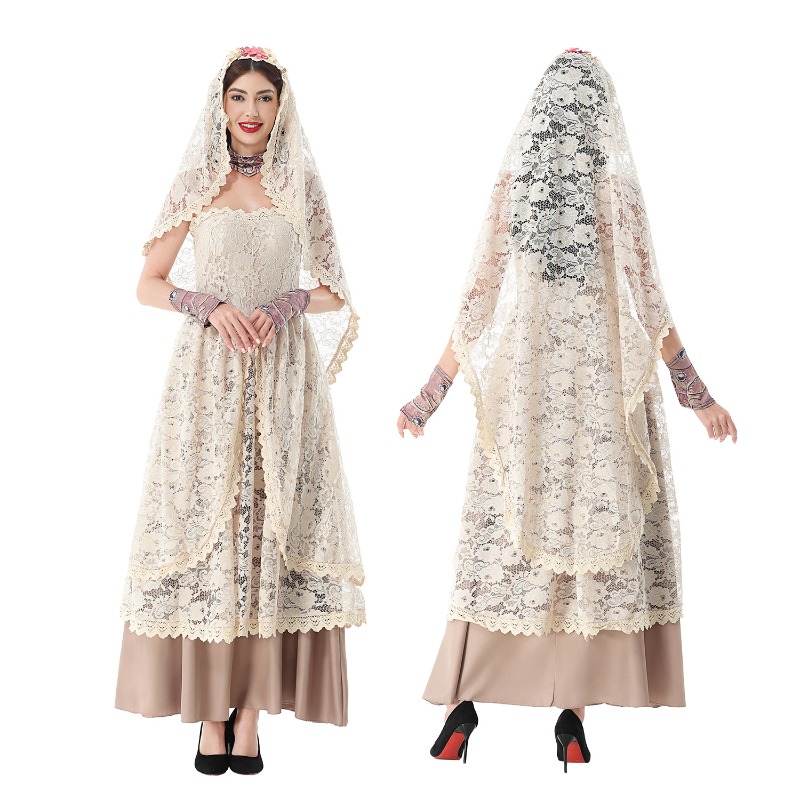 Wedding Dress - فستان ماكسي نسائي كلاسيكي من الدانتيل