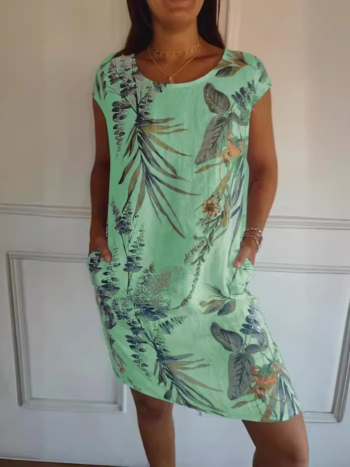 Midi Dress - فستان صيفي نسائي من القطن والكتان،