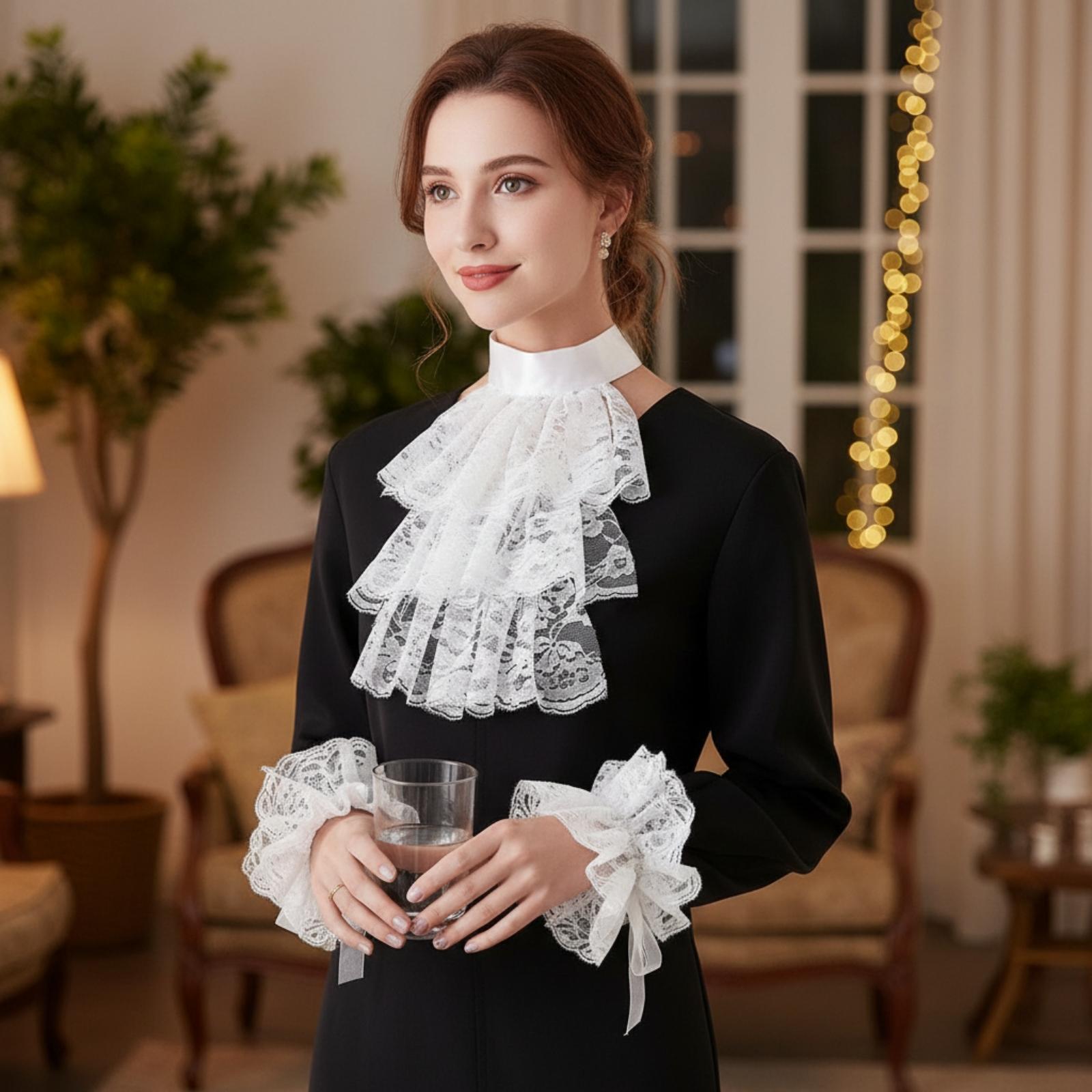 قفازات نسائية بياقة من الدانتي - مراجعة Lace Dress وسعره
