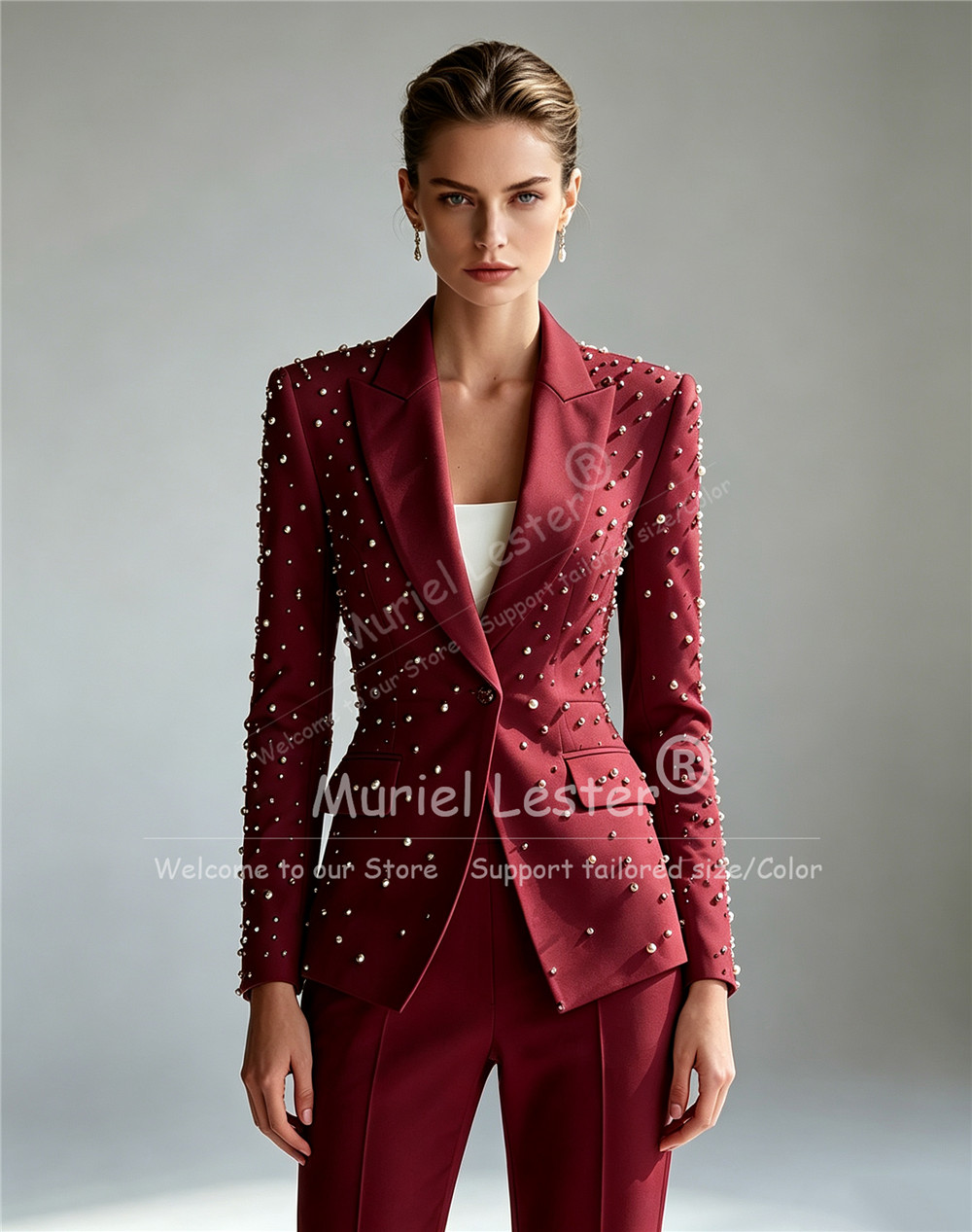 بدلات أنيقة مزينة باللؤلؤ للنس - مراجعة Womens Blazer وسعره